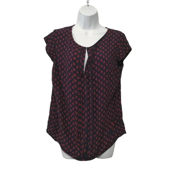 Boden Dark Blue Maroon Business Casual Button Pleated front blouse Top - Picture 3 of 11